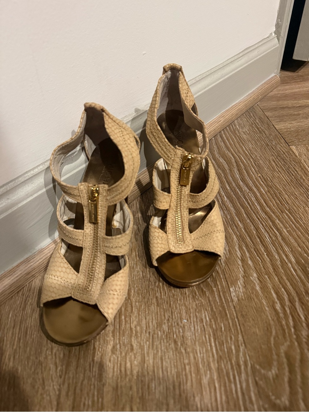 Michael Kors Strappy Zip-Front Heeled Sandals